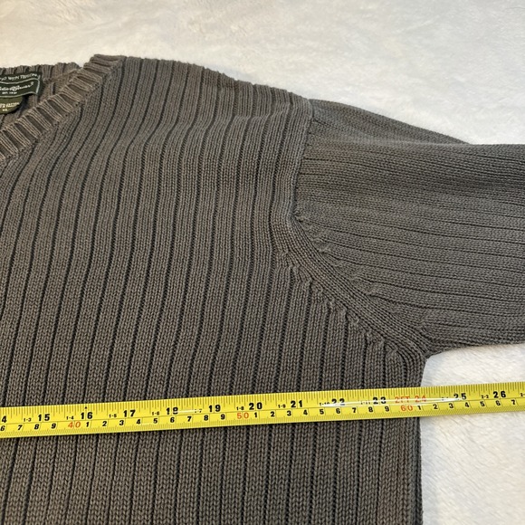 Vintage Eddie Bauer Dark Green Ribbed Cotton Crew Neck Sweater Long Sleeve XLrg - Picture 5 of 7